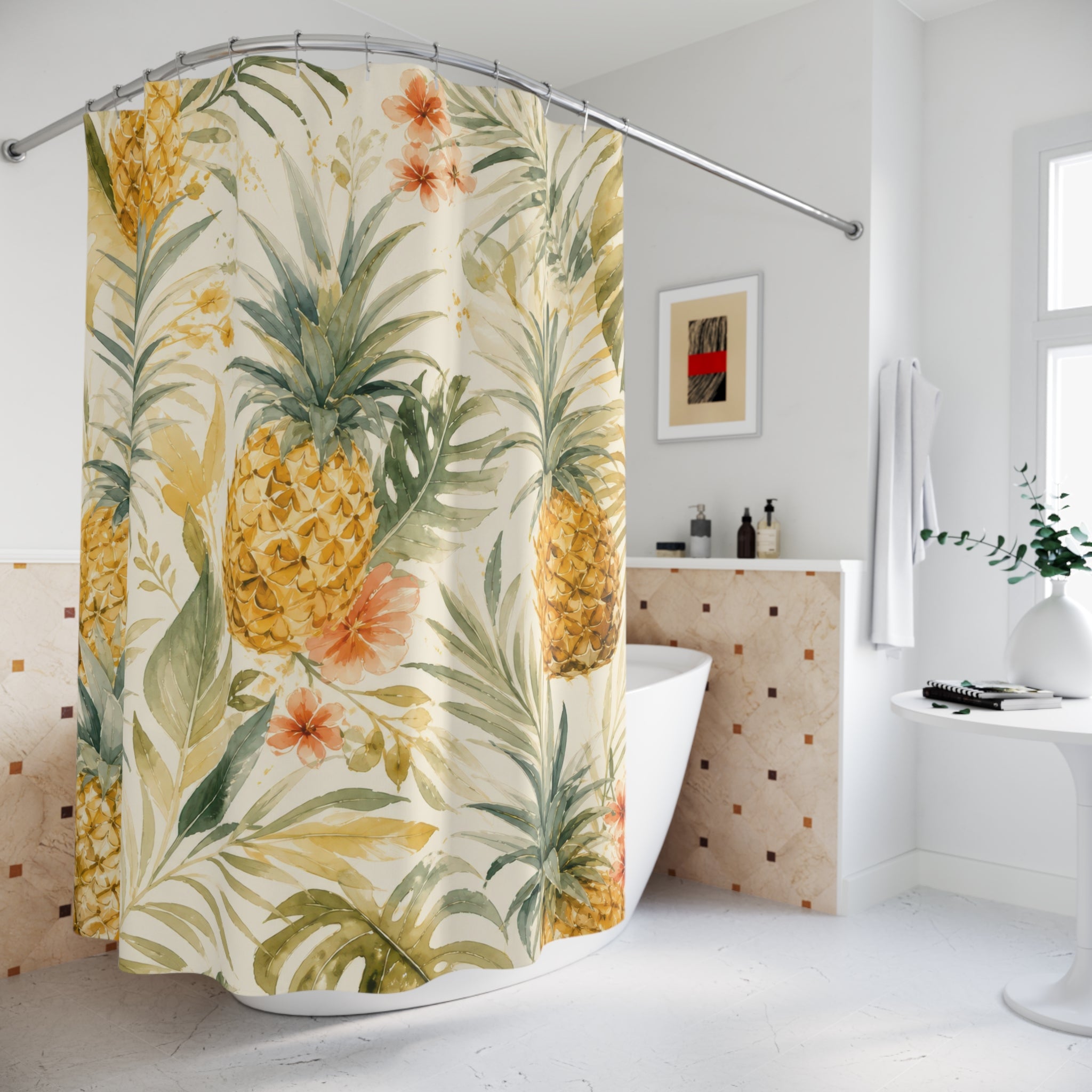 Painterly Pineapple Shower Curtain