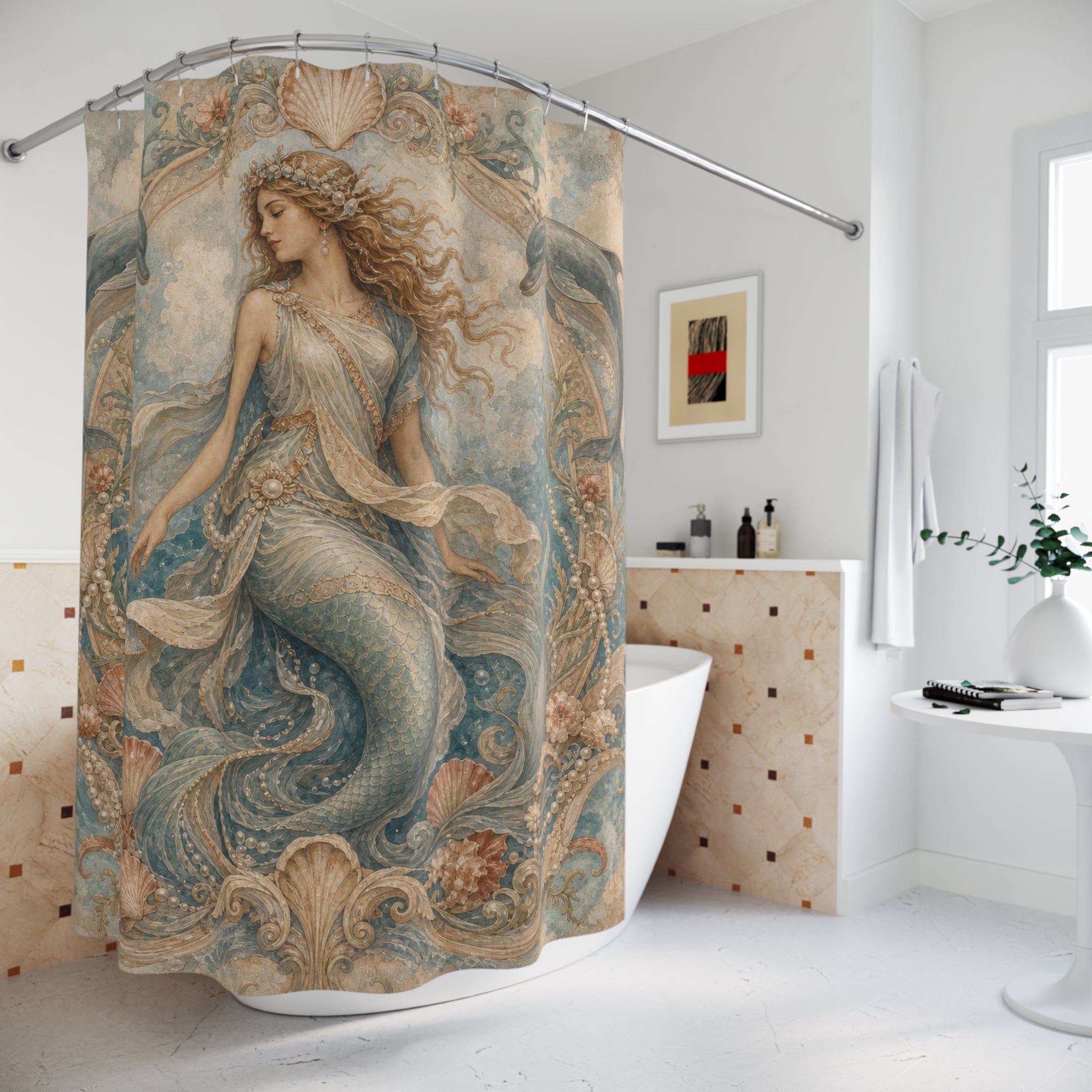 Vintage Dolphin Ocean Shower Curtain