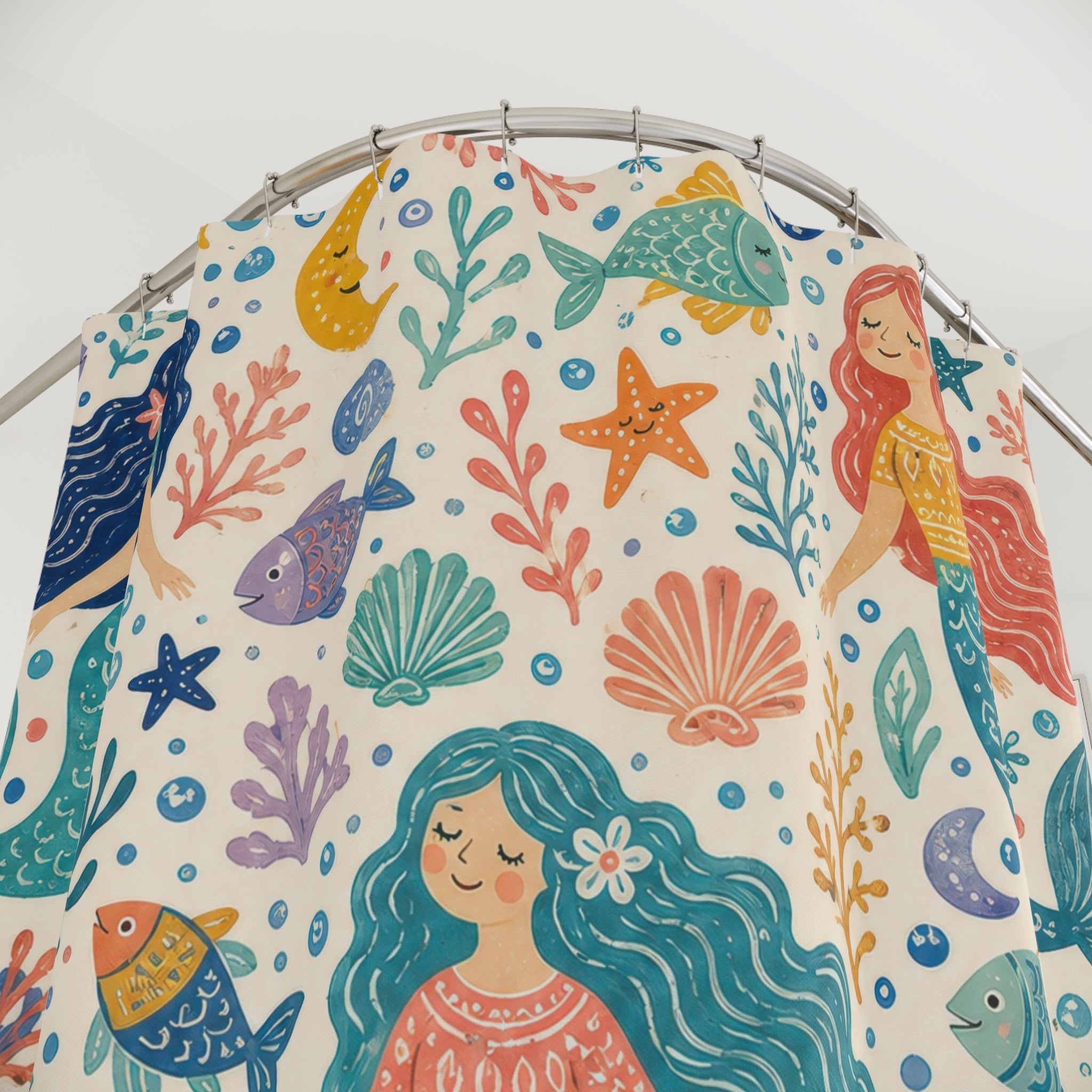 Colorful Ocean Repeat Shower Curtain