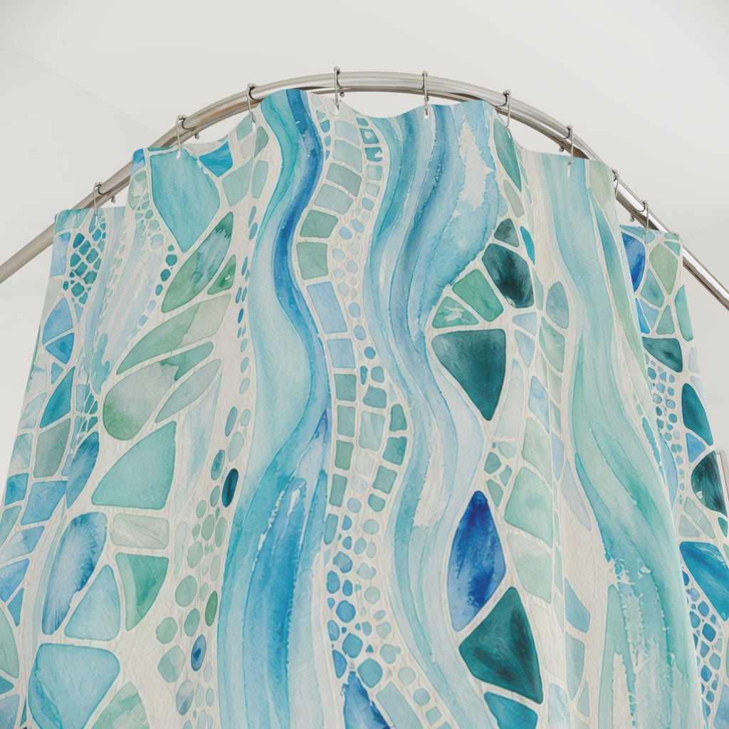 Blue Abstract Shower Curtain