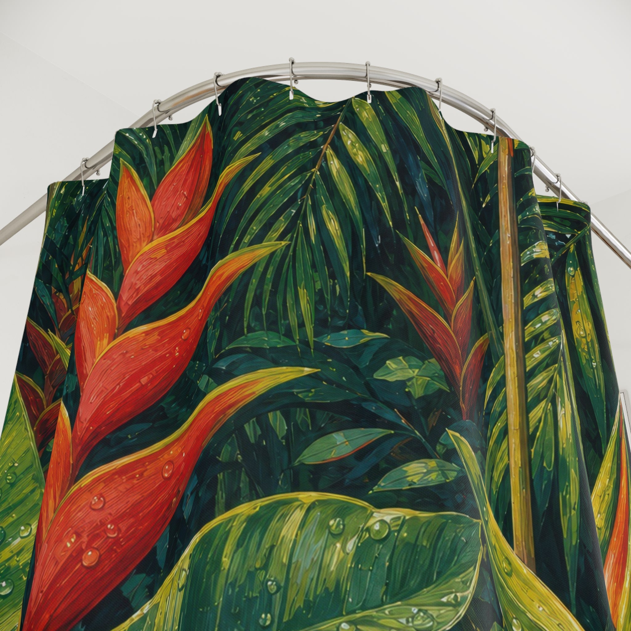 Gouache Heliconia Jungle Shower Curtain