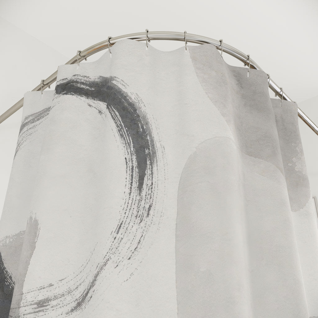Grey White Abstract Shower Curtain