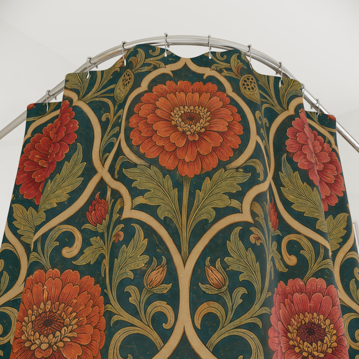 Arts and Crafts Zinnia Shower Curtain
