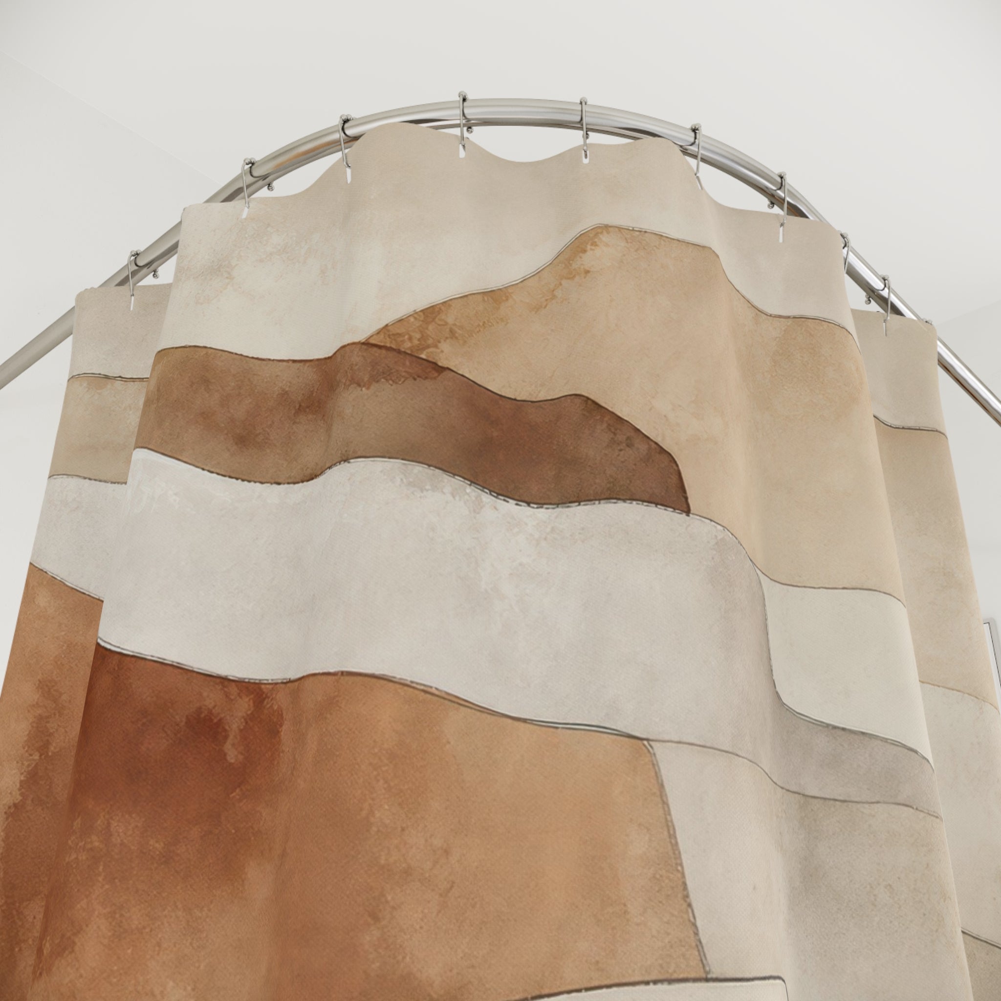 Warm Beige Abstract Landscape Shower Curtain