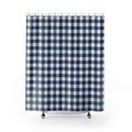Navy Shower Curtain, Gingham Bath Decor, Blue White Checkered Pattern, Classic Farmhouse Guest Bathroom Decor, Navy Blue Gingham Style