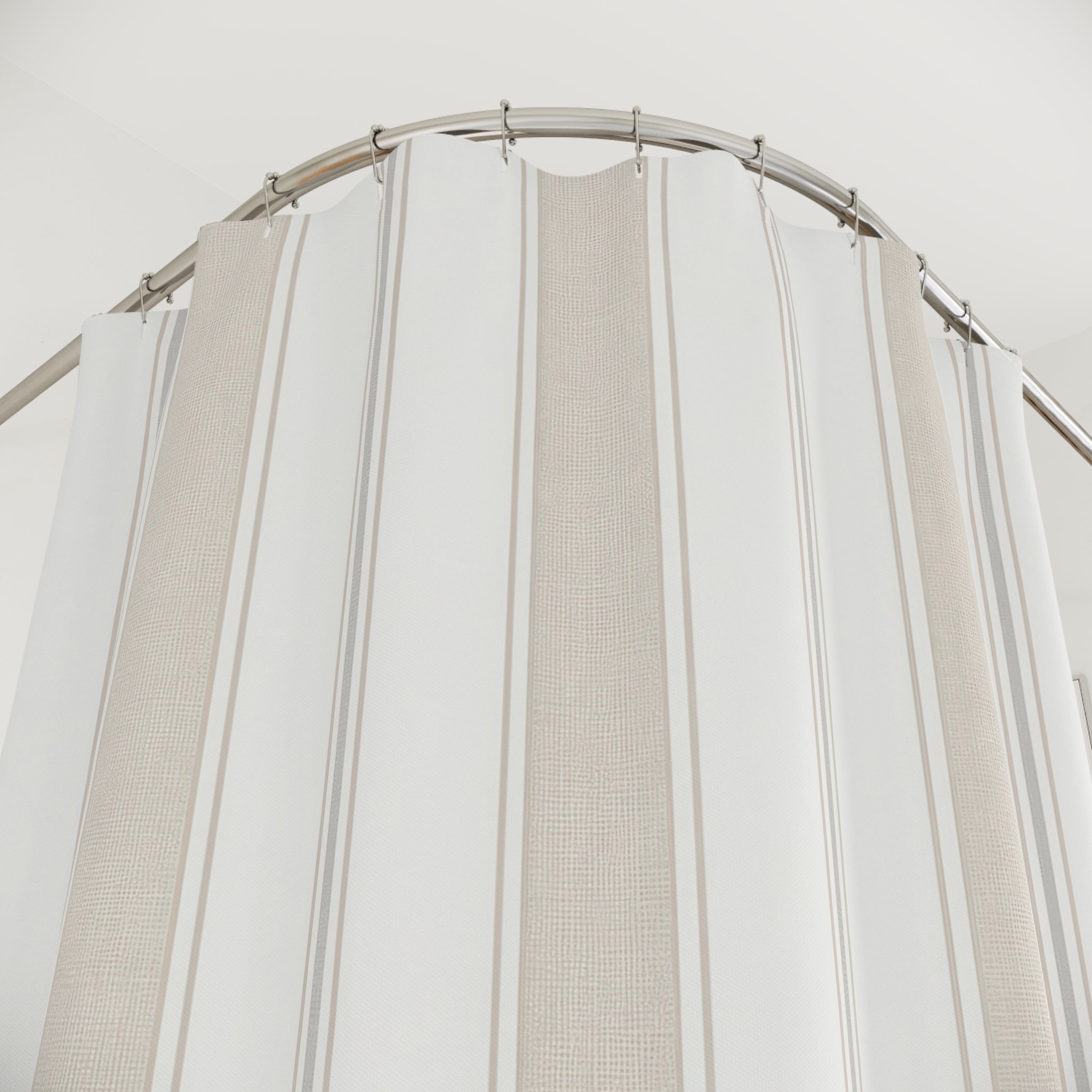 White Gray Panel Pinstripe Shower Curtain