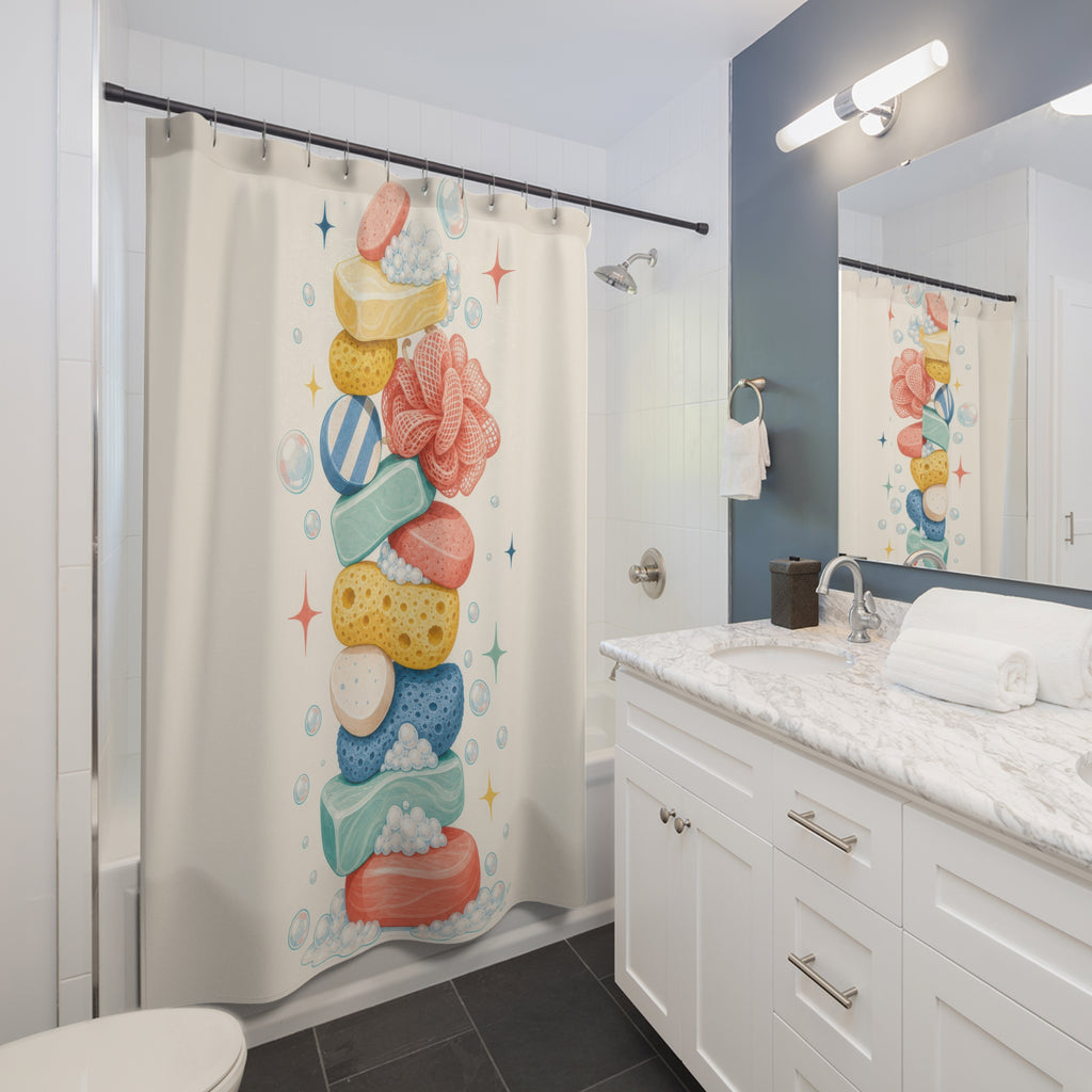 Stacked Sponge Soap Shower Curtain