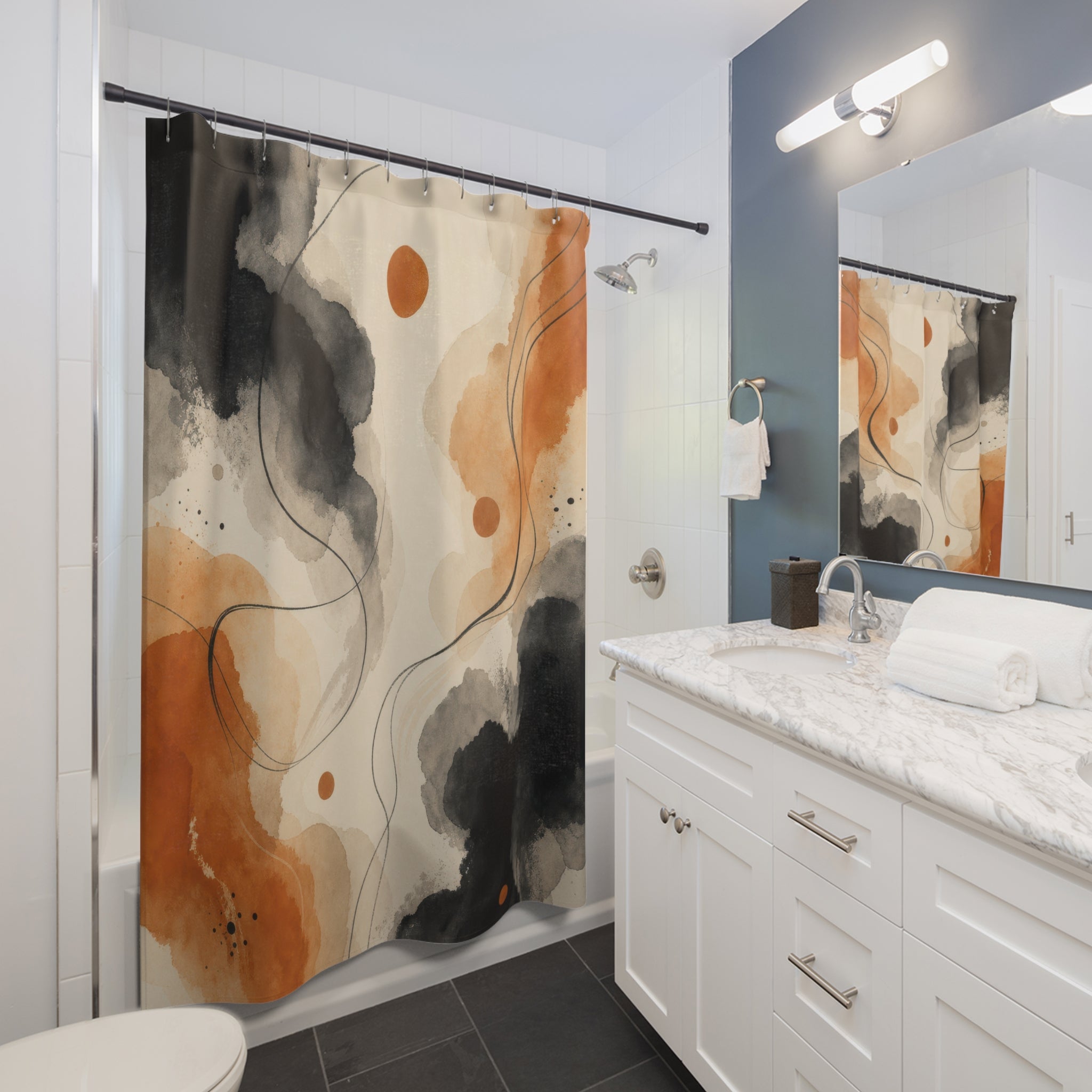 Black Copper Shower Curtain