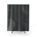 Celestial Shower Curtain, Dark Gray Moon Bath Decor, Abstract Orbit Circle Pattern, Modern Guest Bathroom Decor, Moody Space Style