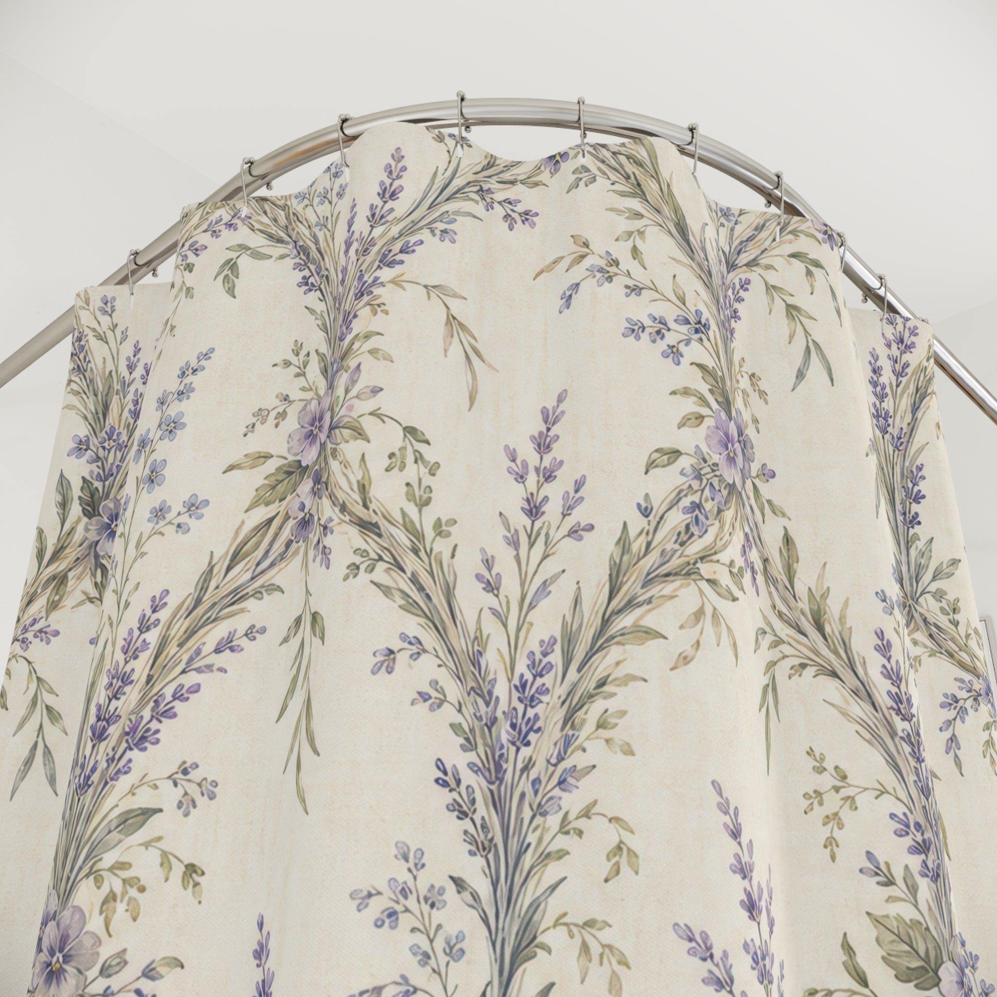 Cottagecore Botanical Lavender Shower Curtain
