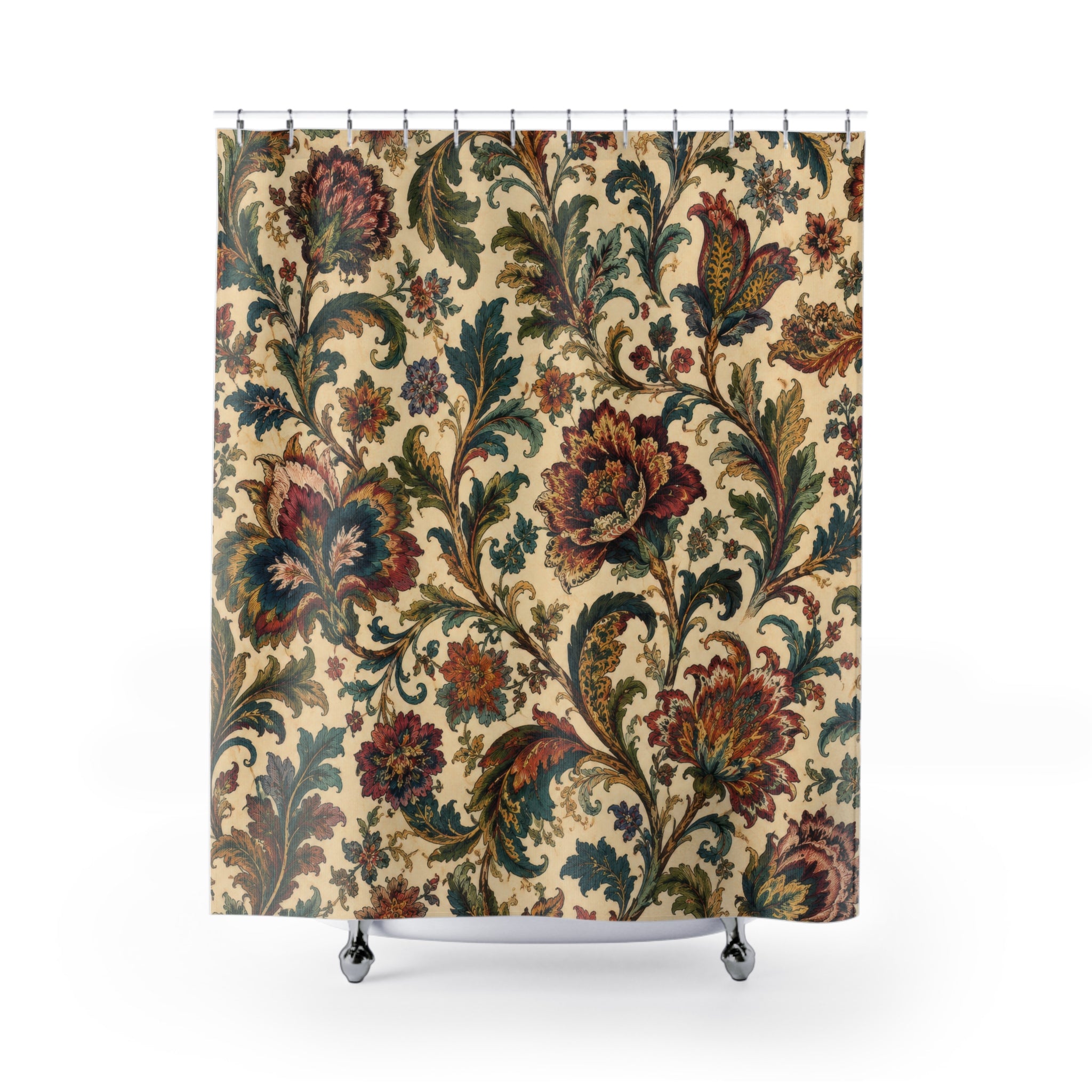 Jacobean Floral Shower Curtain: Vintage Botanical