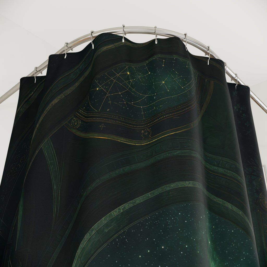 Dark Green Observatory Arches Shower Curtain