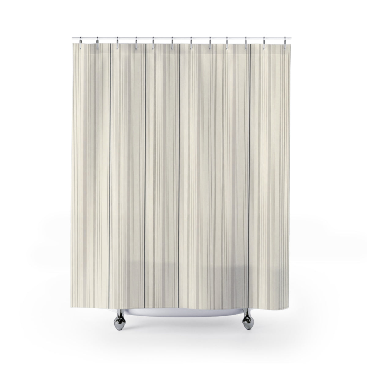 Ivory Grey Pinstripe Shower Curtain