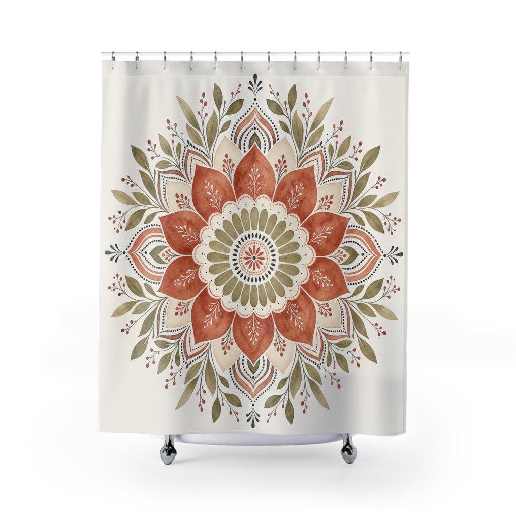 Terracotta Floral Medallion Shower Curtain