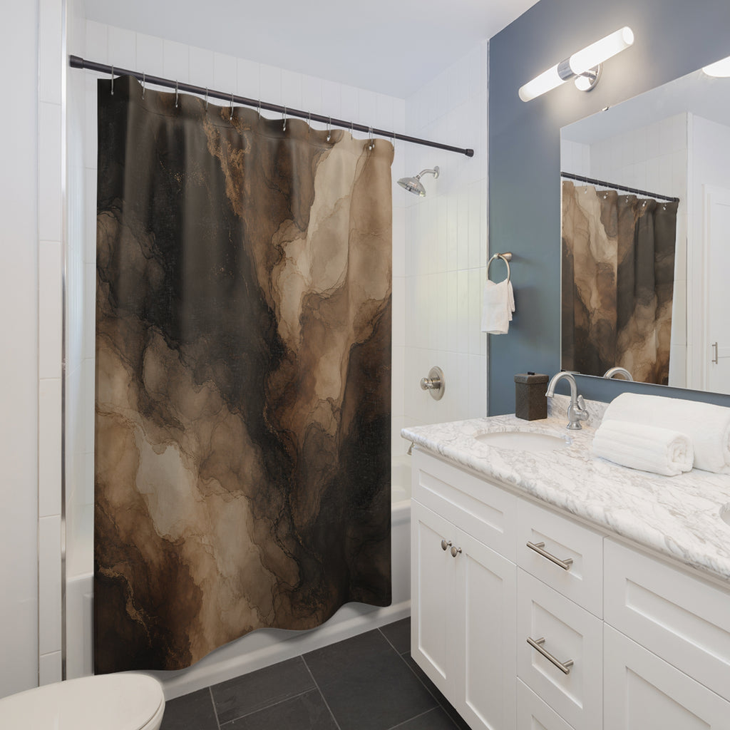Black Brown Smoky Stone Shower Curtain