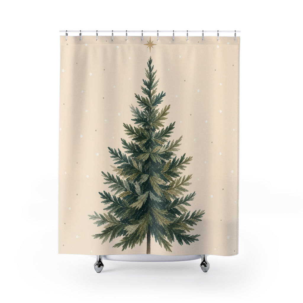 Evergreen Tree Christmas Shower Curtain: Evergreen Tree Shower