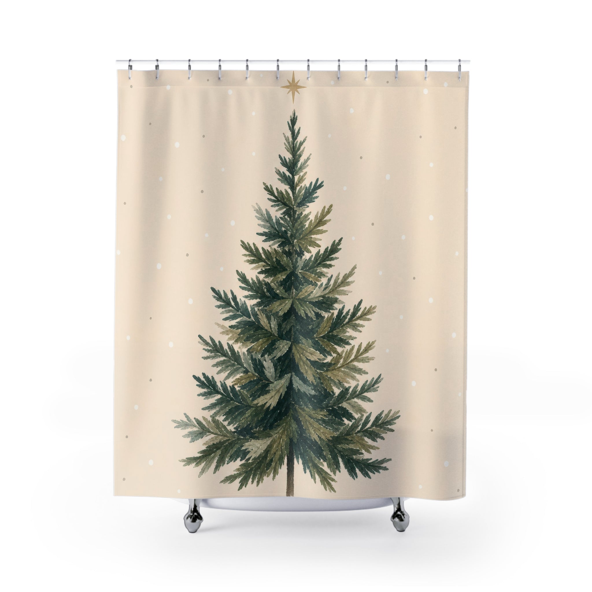 Evergreen Tree Christmas Shower Curtain: Evergreen Tree Shower