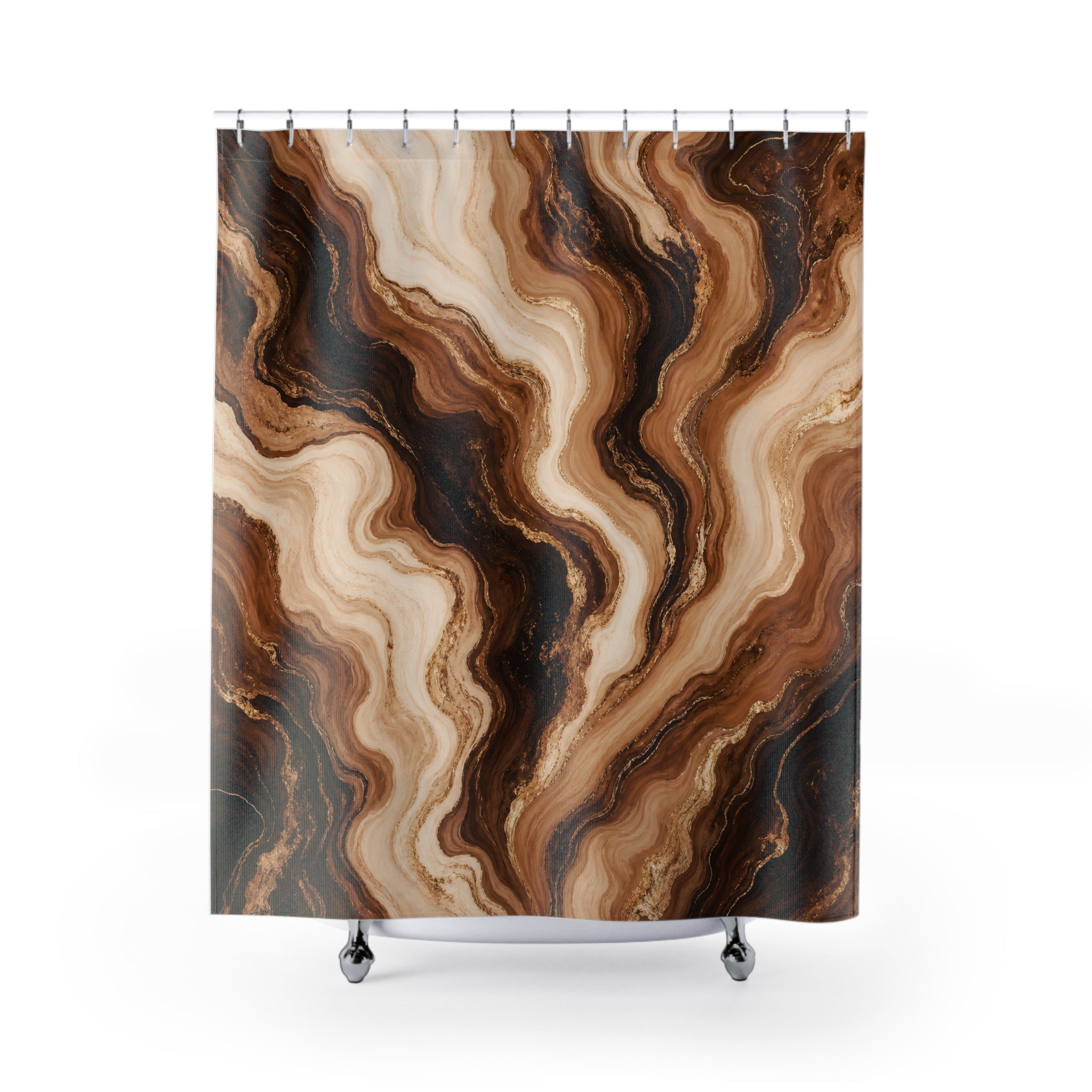 Brown Cream Agate Swirl Shower Curtain