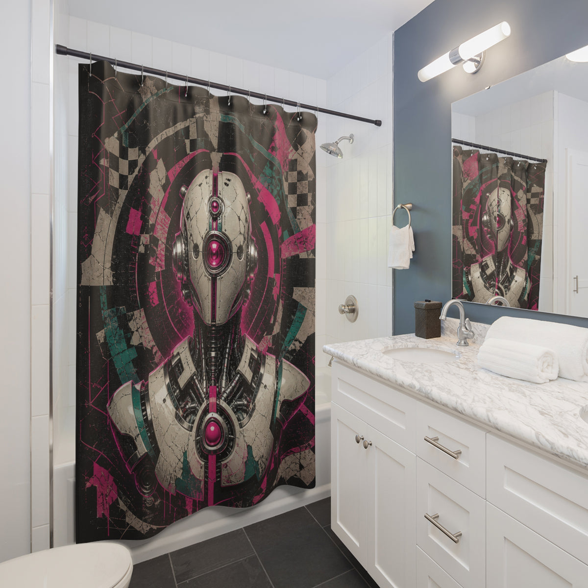 Alternative Cyberpunk Robot Shower Curtain