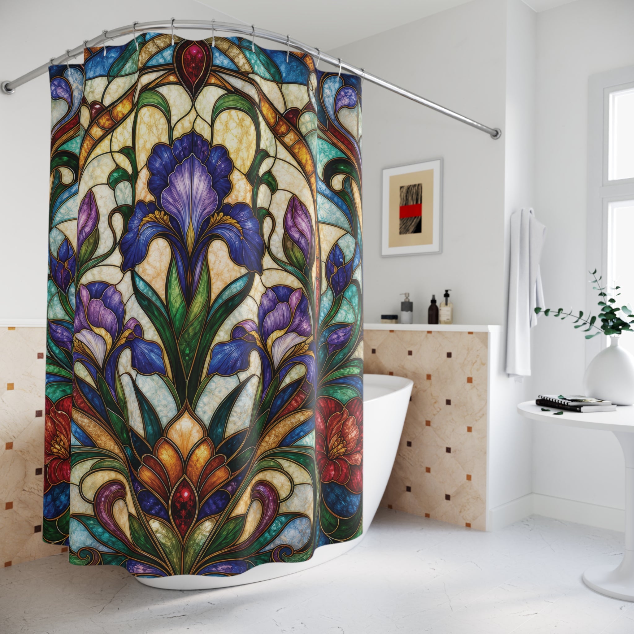 Stained Glass Shower Curtain: Nouveau Floral