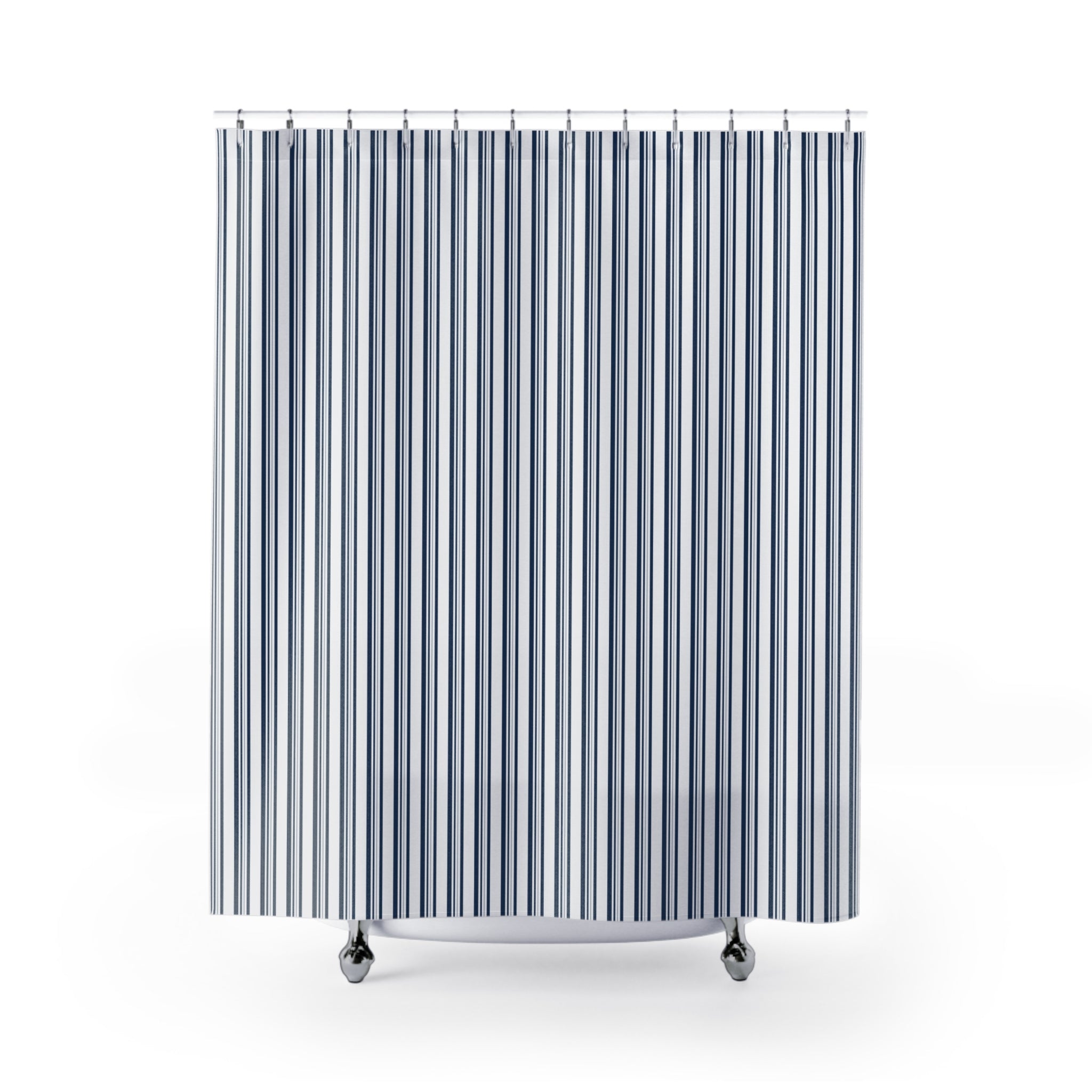 Navy Varied Stripe Shower Curtain