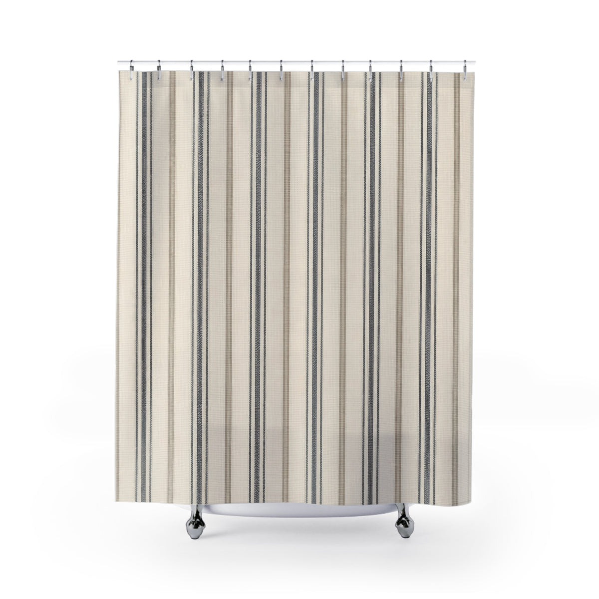 Charcoal and Ivory Ticking Stripe Shower Curtain