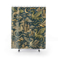 Fantasy Dragon Shower Curtain – Kids Blue & Sage Castle