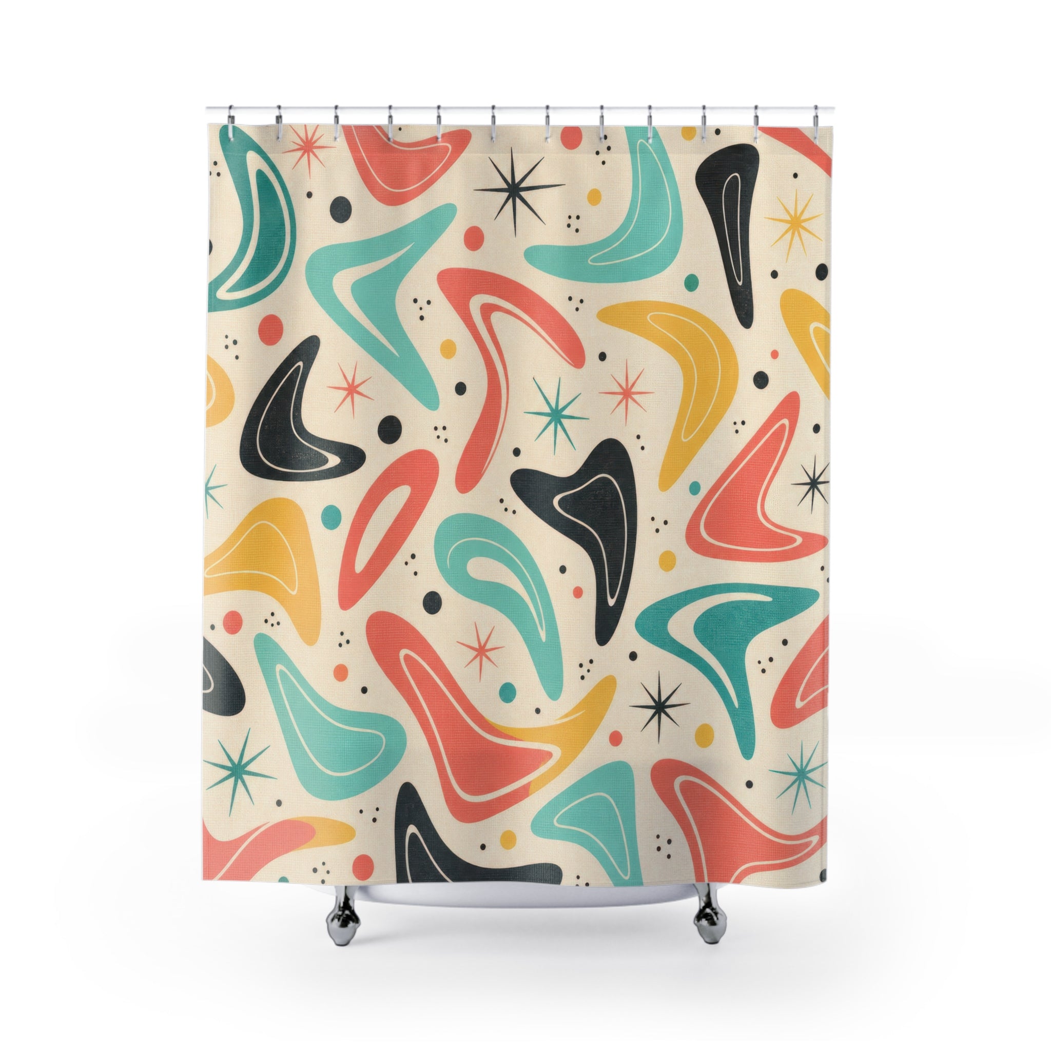 Mid Century Boomerang Atomic Retro Shower Curtain