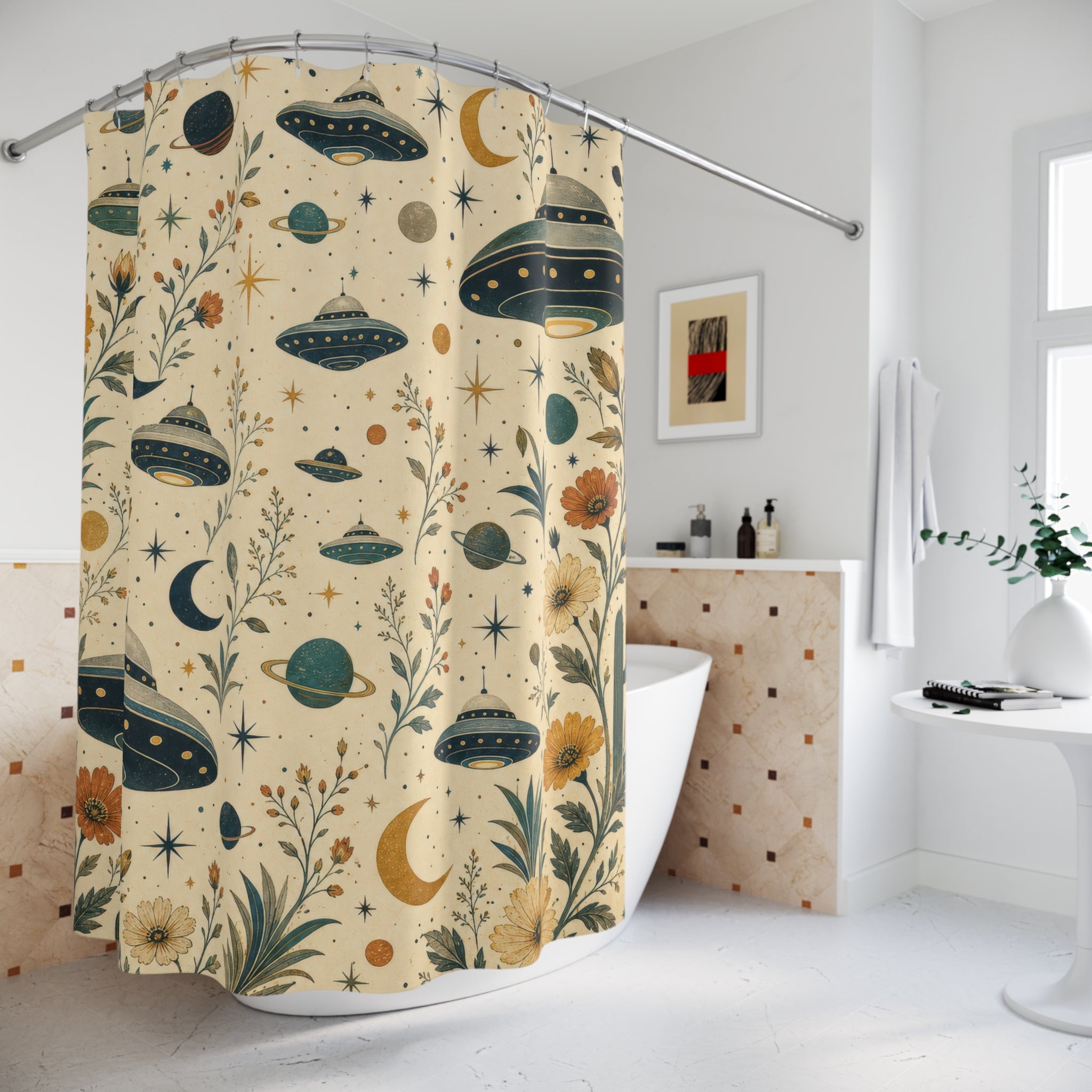 UFO Space Celestial Shower Curtain