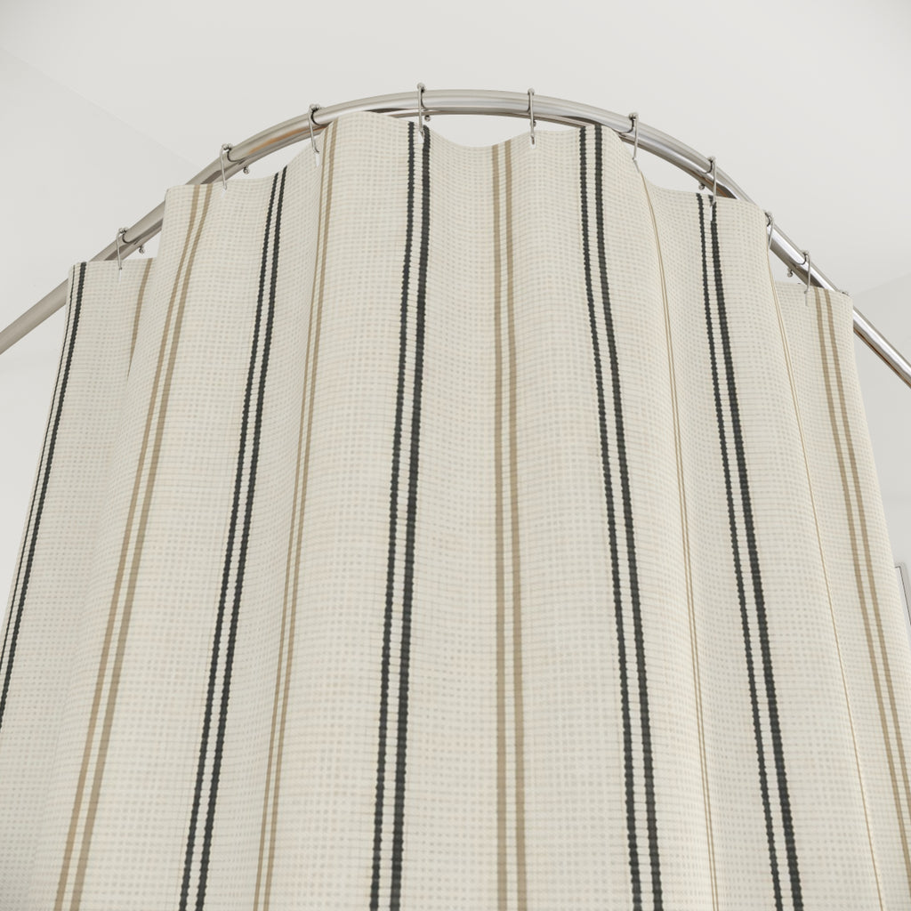 Black Beige Pinstripe Shower Curtain