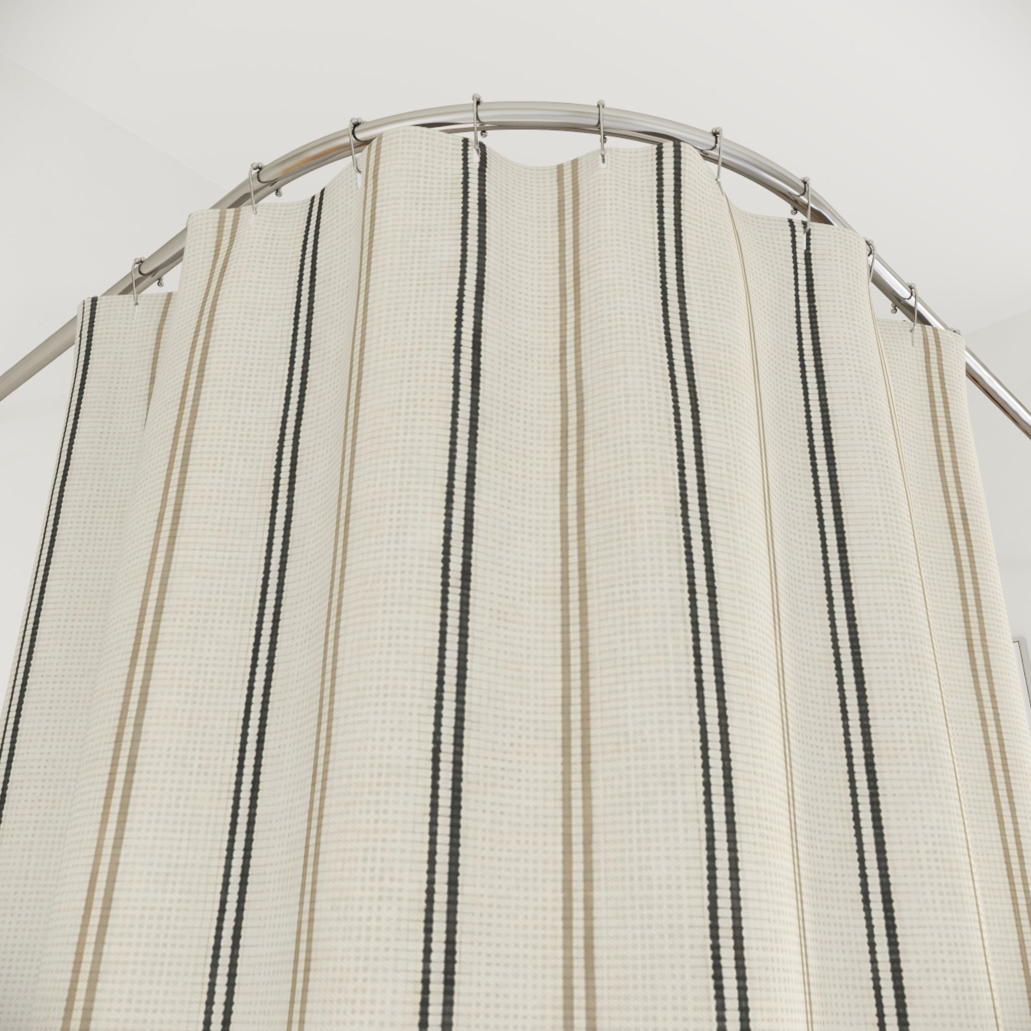 Black Beige Pinstripe Shower Curtain
