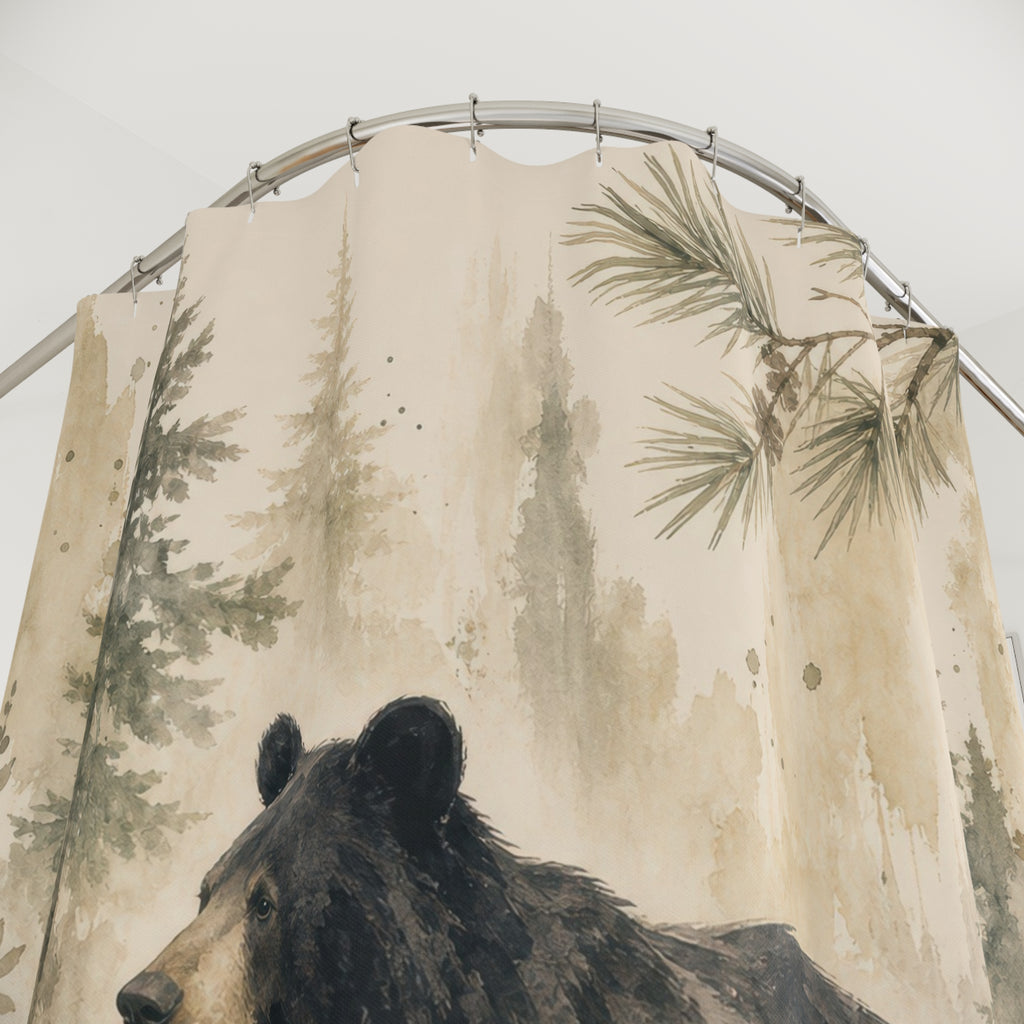 Rustic Woodland Black Bear Shower Curtain: Rustic Woodland Sho
