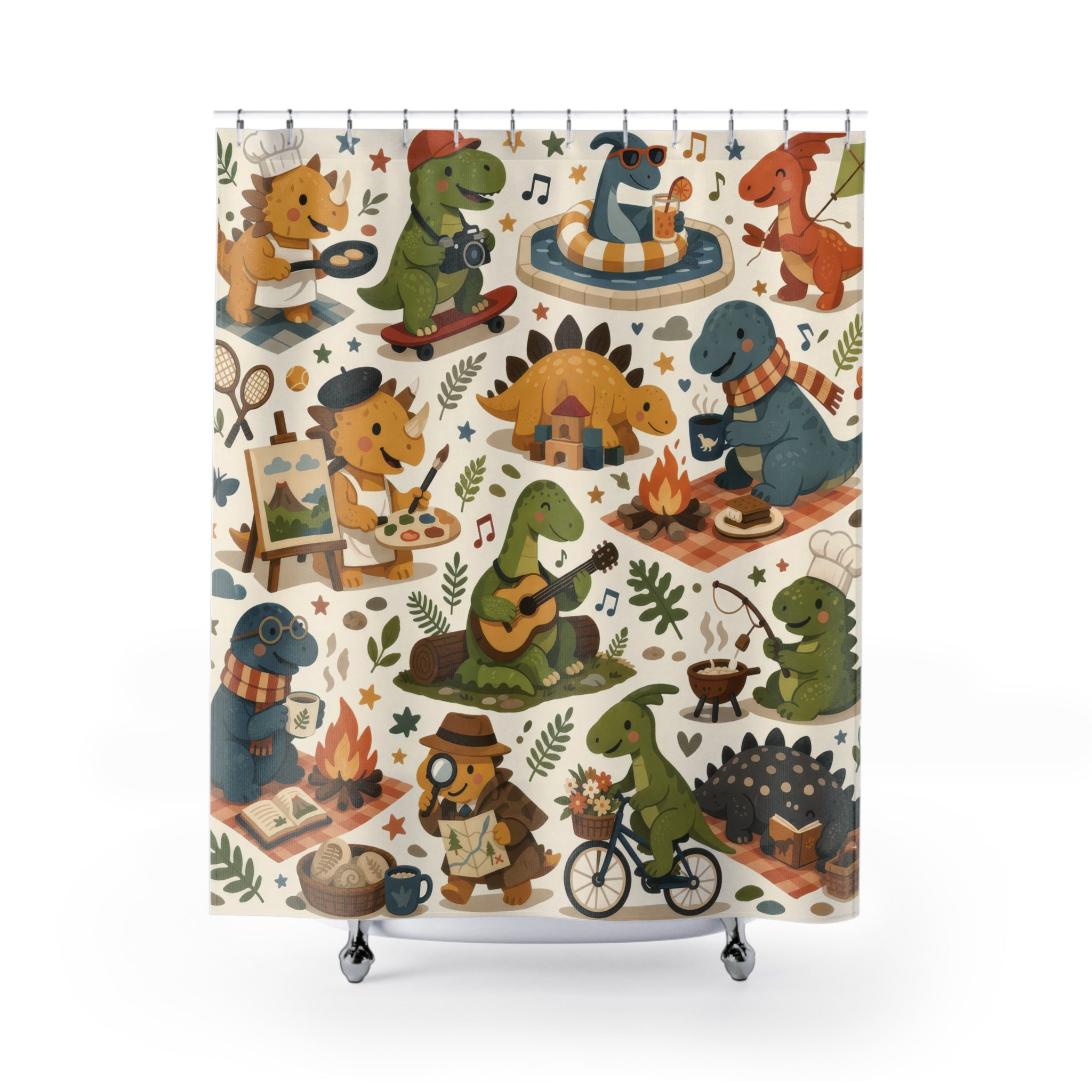 Whimsical Dinosaur Shower Curtain