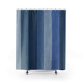 Muted Navy Slate Vertical Bands Shower Curtain