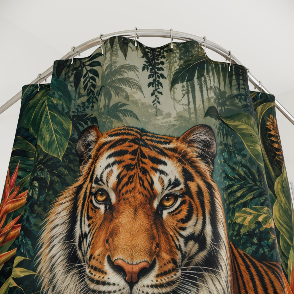 Tiger Shower Curtain: Tropical Jungle