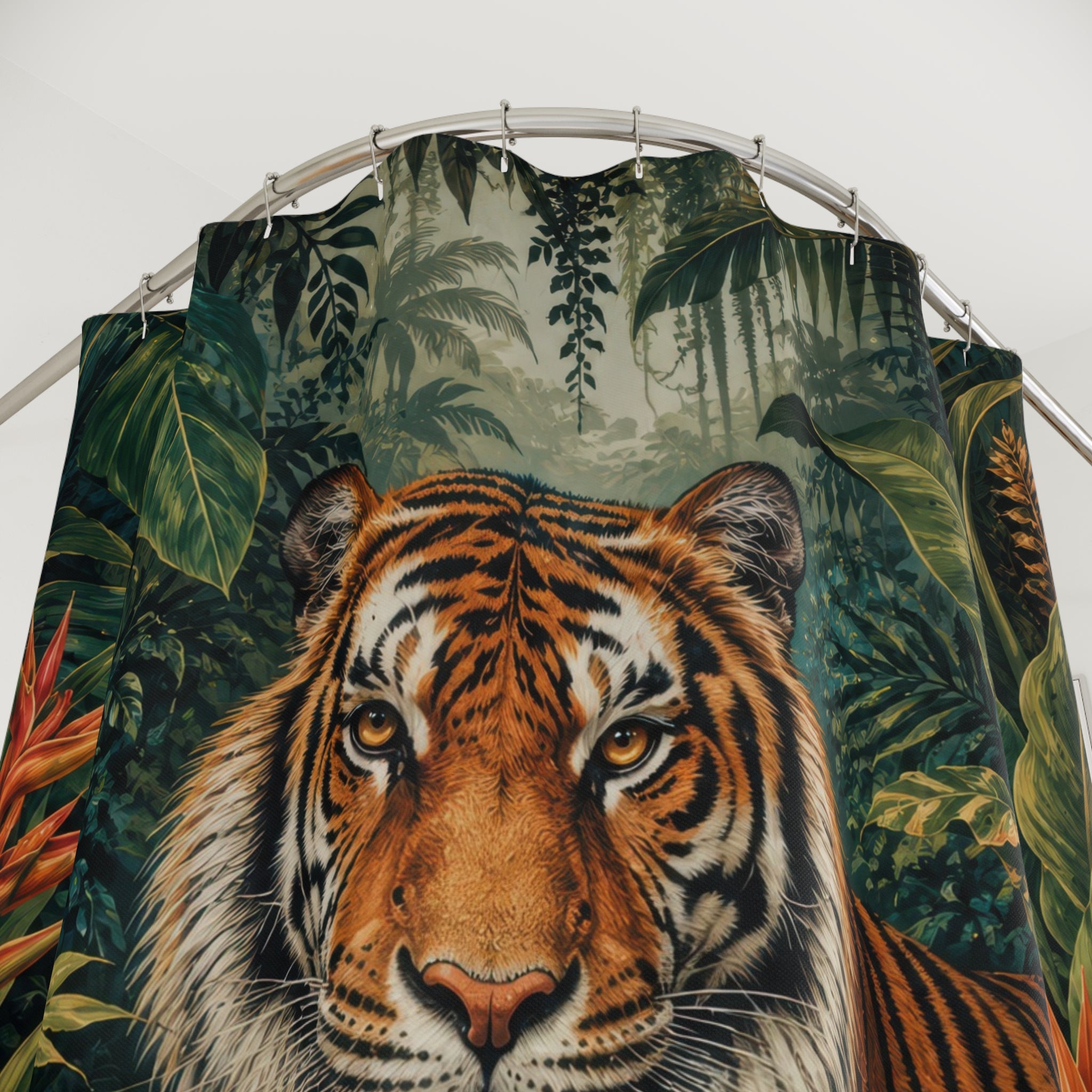 Tiger Shower Curtain: Tropical Jungle