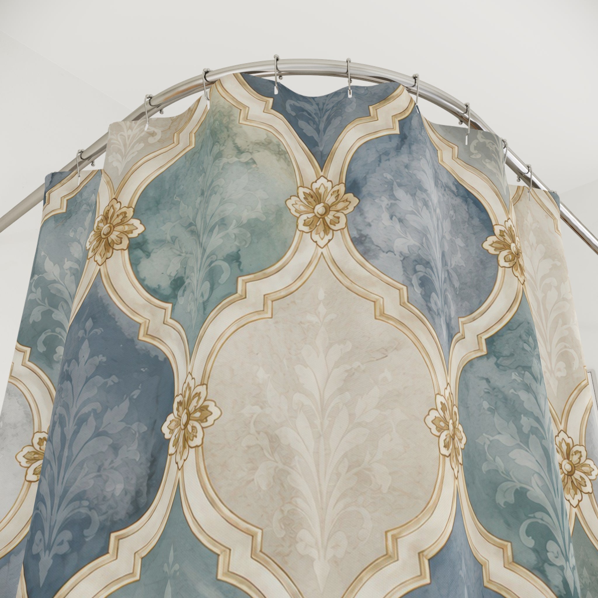 Lattice Shower Curtain: Blue Green Trellis