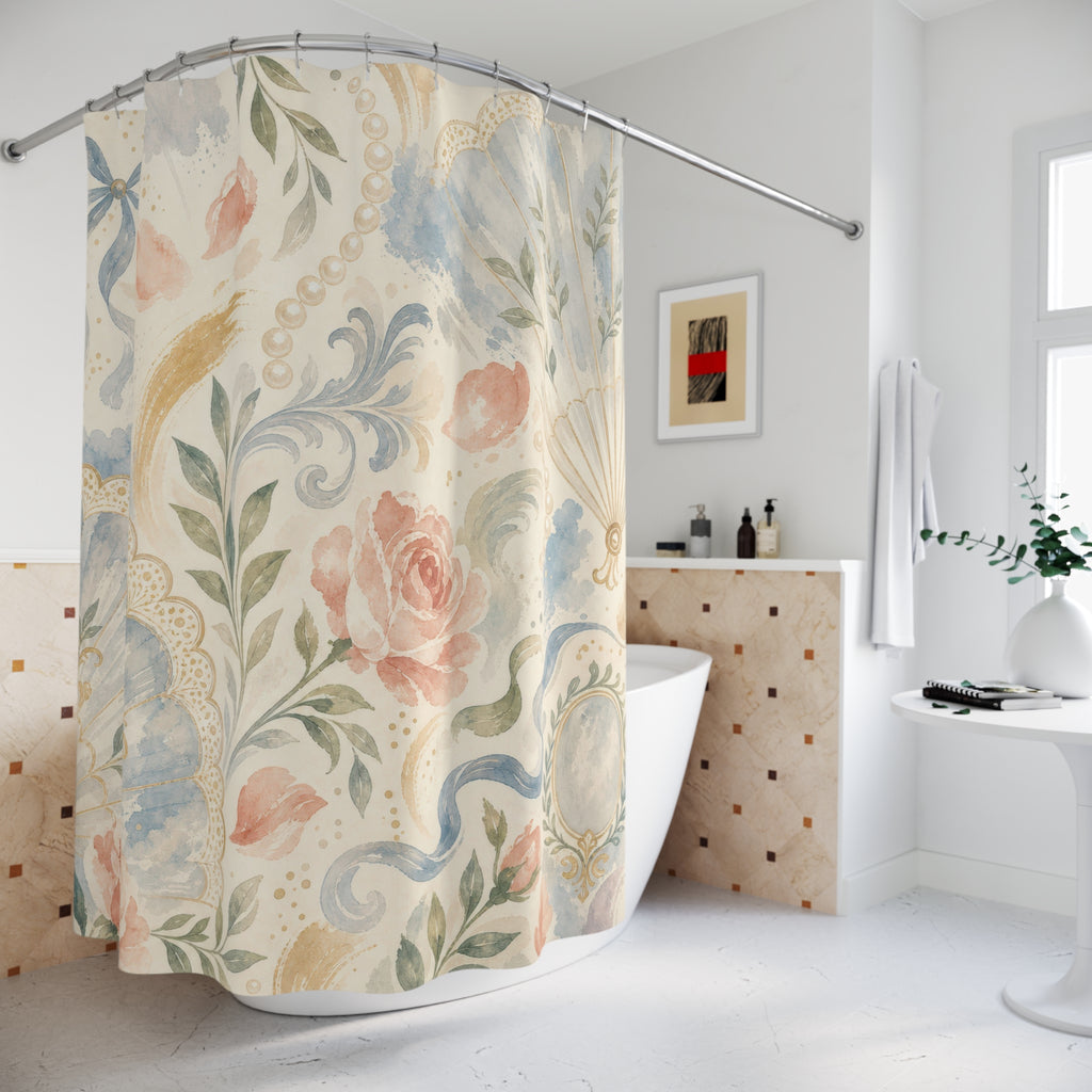 Regency Blue Floral Shower Curtain