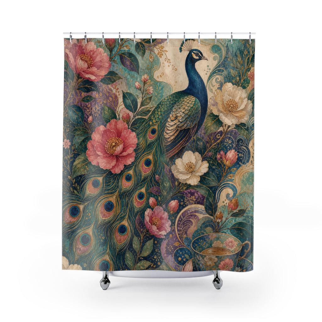 Peacock Tea Garden Shower Curtain