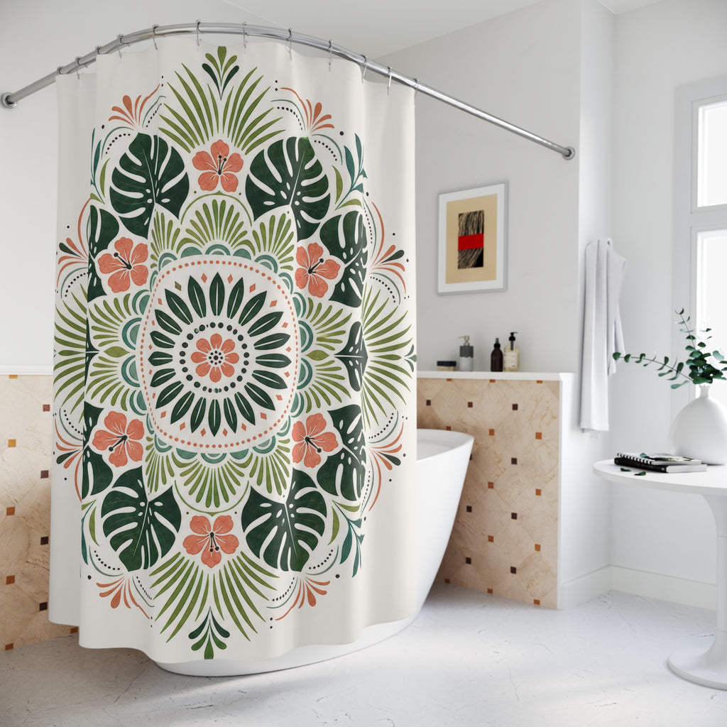 Tropical Leaf Medallion Shower Curtain