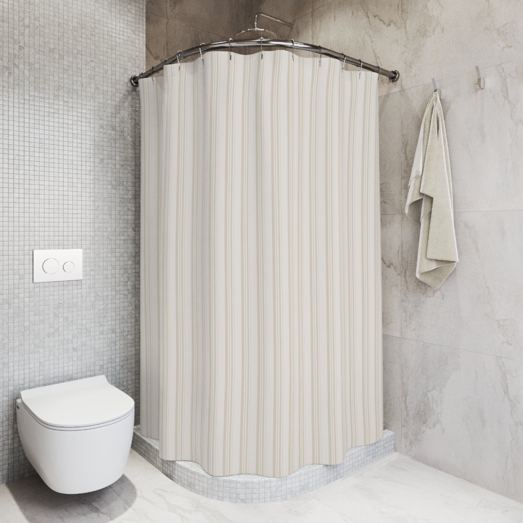 Ivory Tone-on-Tone Striped Shower Curtain