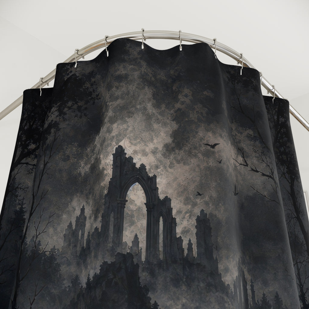 Misty Forest Ruins Shower Curtain