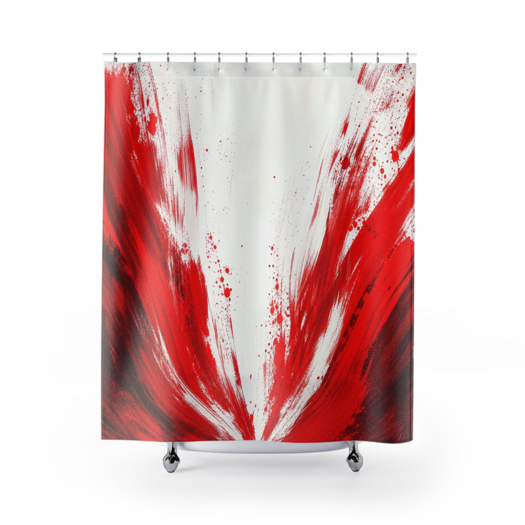White Abstract Brushstroke Shower Curtain