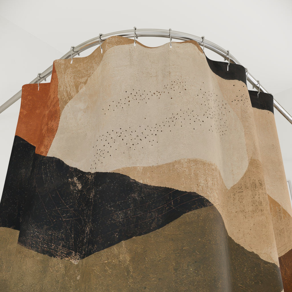 Earth Tone Rust Brown Layered Shower Curtain