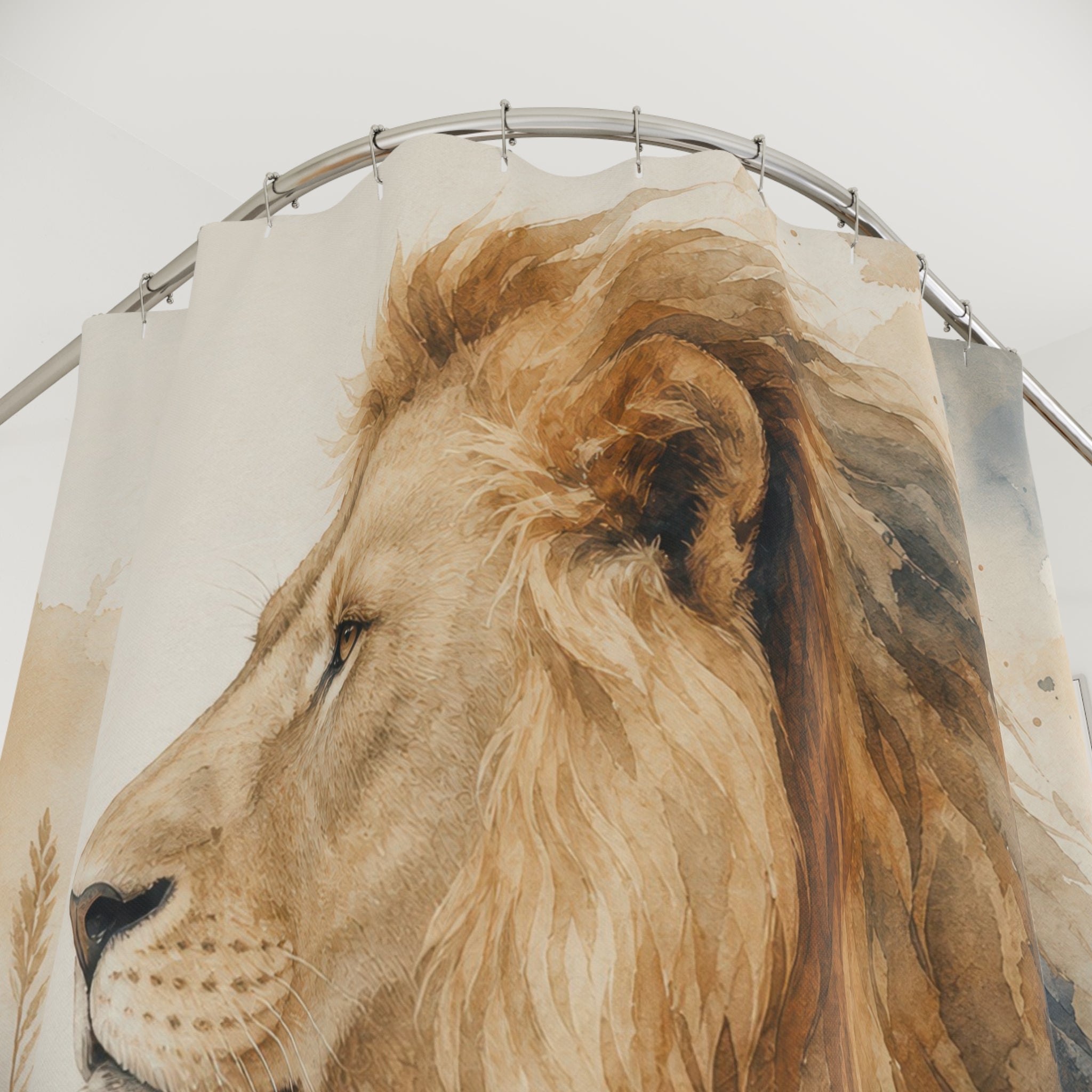 Watercolor Safari Animal Profile Shower Curtain