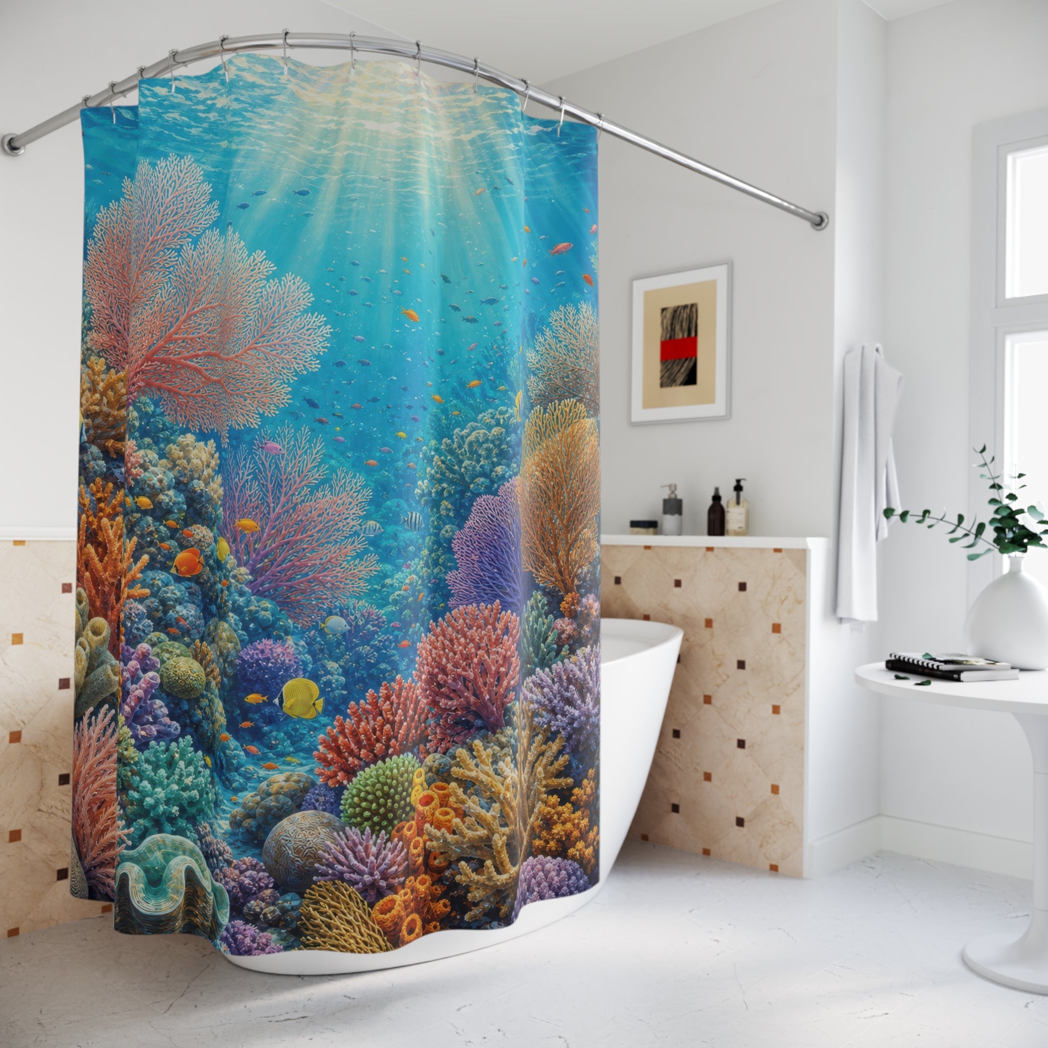 Coral Reef Sunlit Garden Shower Curtain