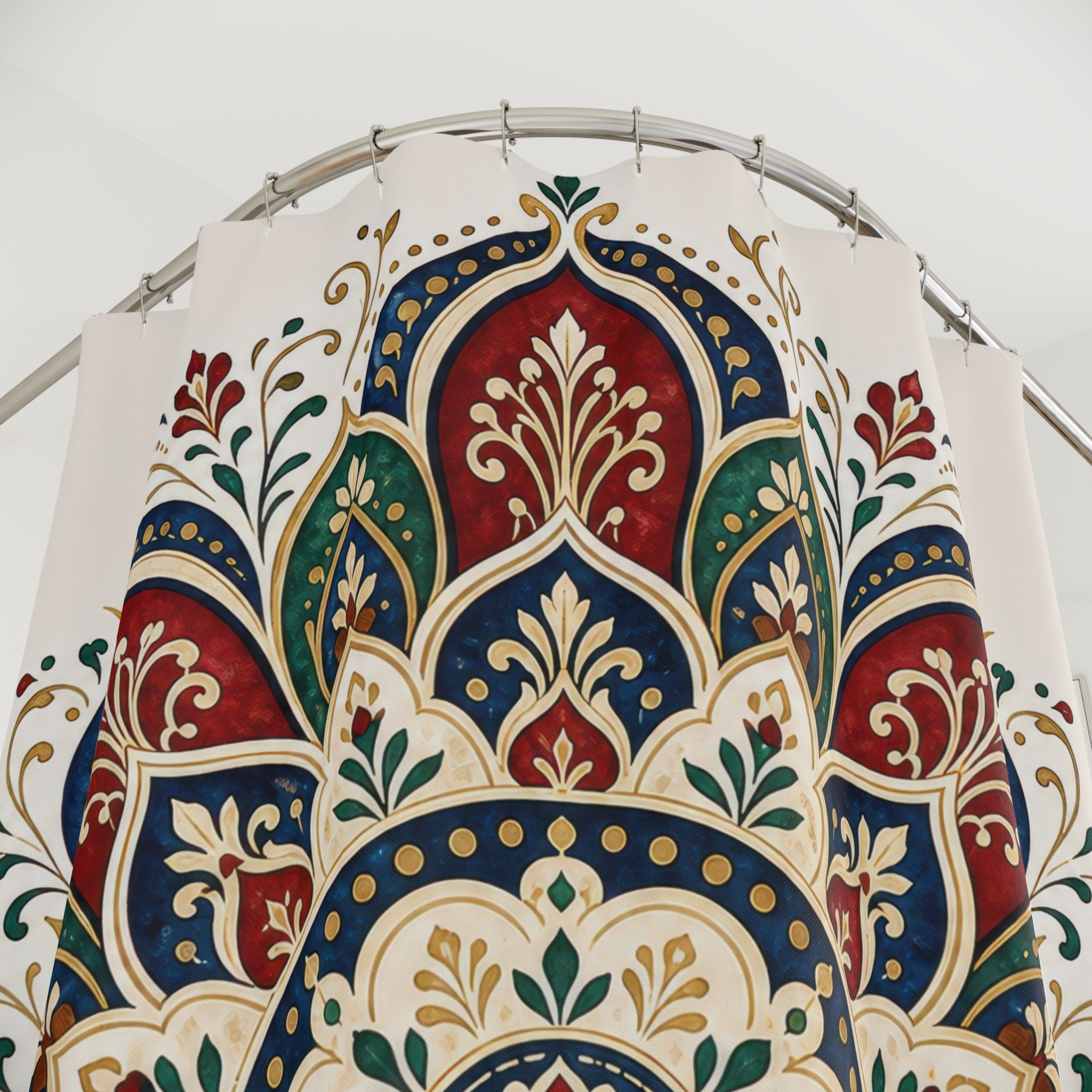 Red Green Jewel Medallion Shower Curtain