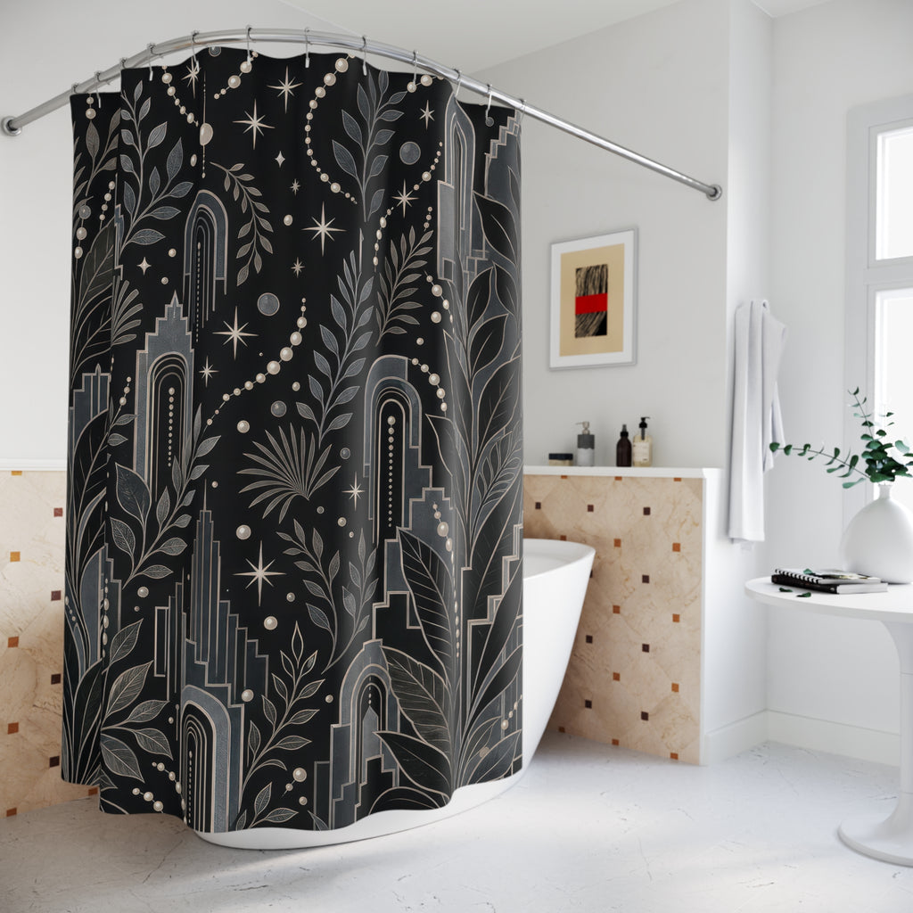 Deco Silver Black Shower Curtain