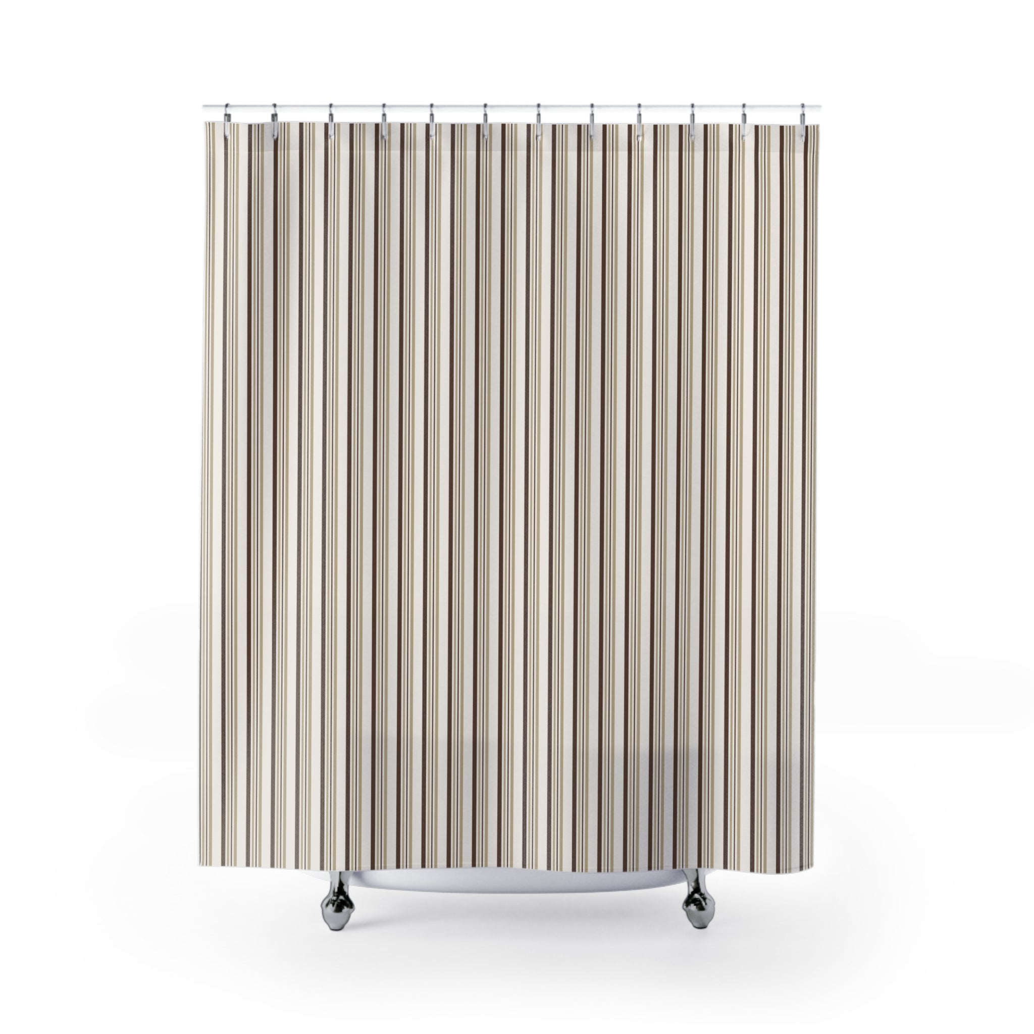 Earth Tone Stripe Shower Curtain – Brown and Beige