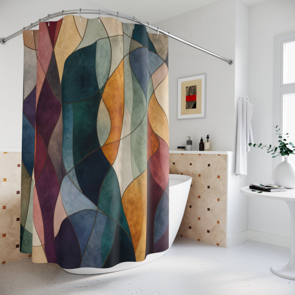 Jewel Tone Geometric Shower Curtain